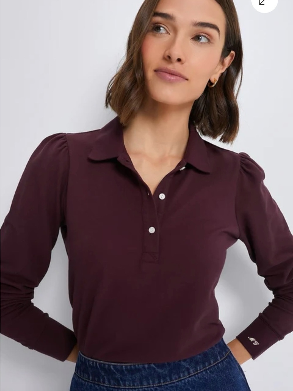 Tuckernuck Winetasting Long Sleeve Pique Puff Sleeve Peggy Polo